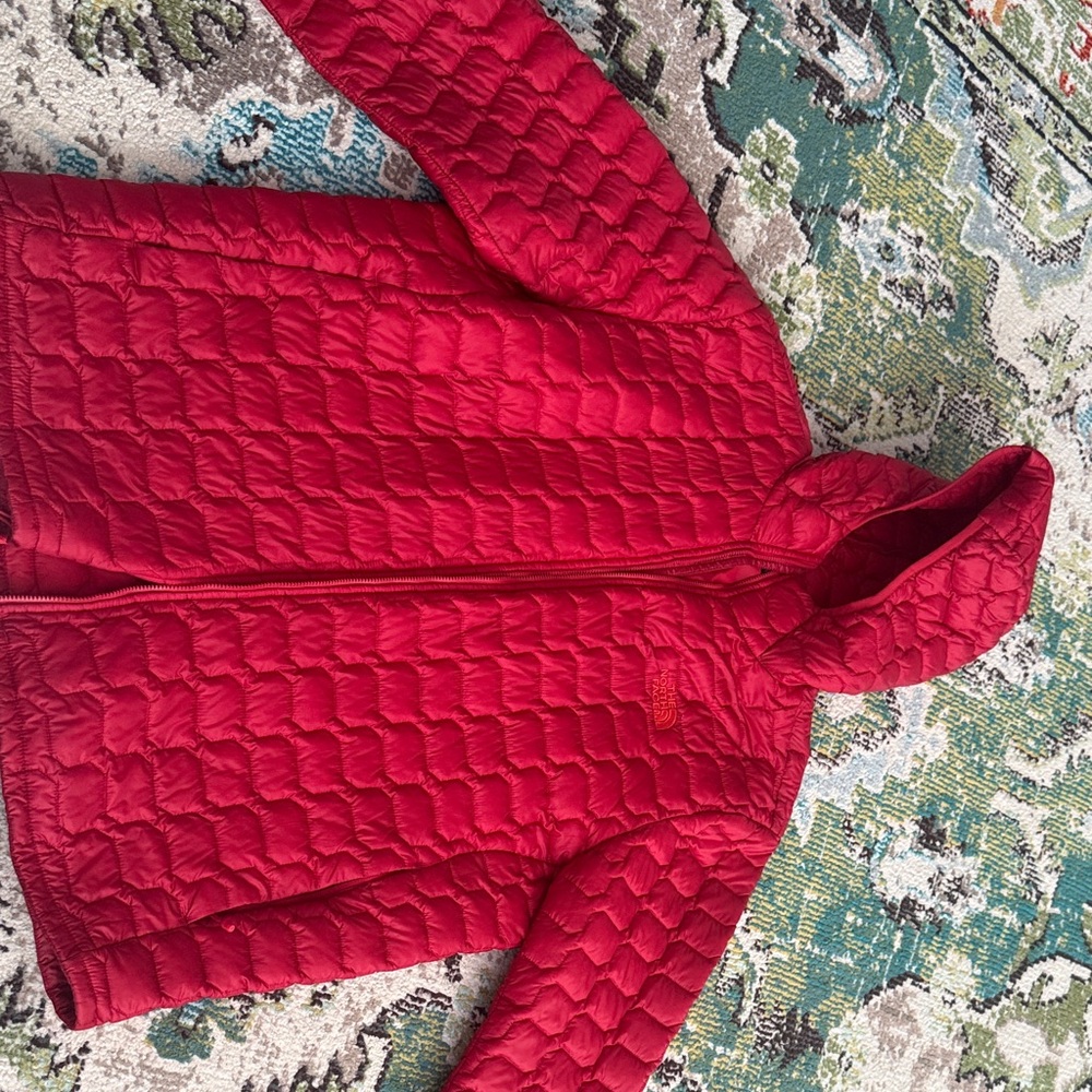 The North Face Hooded Cherry Red Thermoball Quilted Jacket